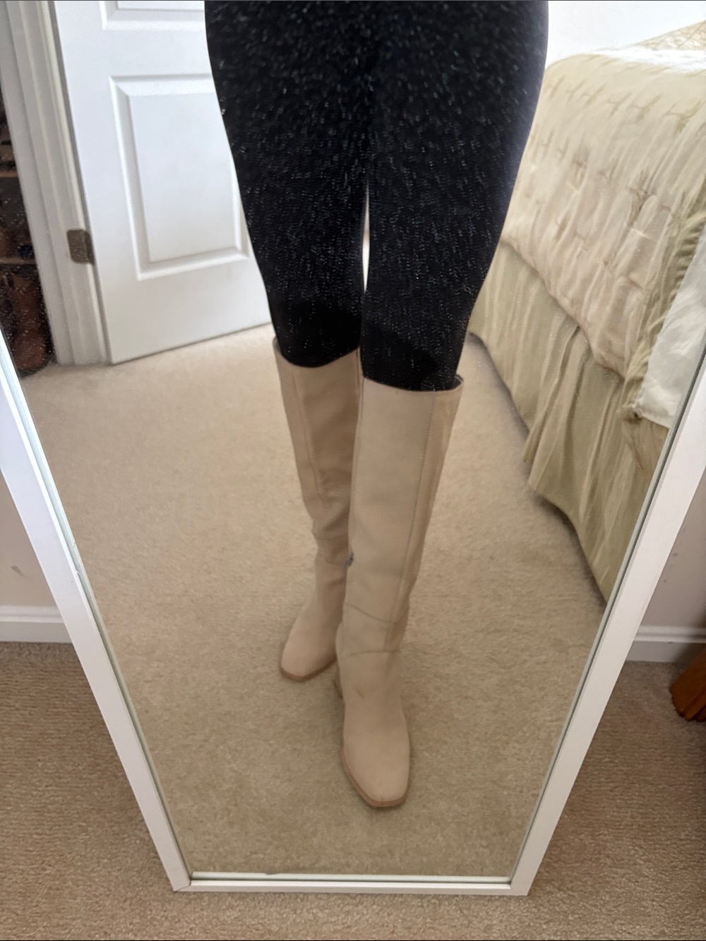 Dolce Vita Beige Knee-High Block Heel Boots - Picture 4 of 4